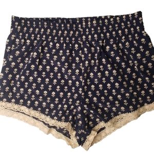 NEW Cream Navy Lace Pajama Shorts F21